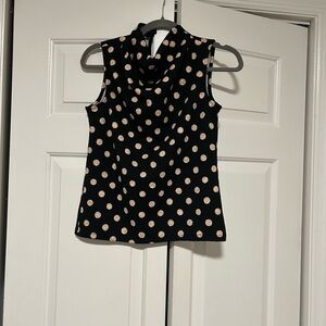 Ann Taylor Black and gold polka Dot Sleeveless Top